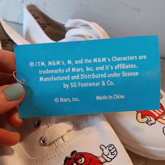 M&M’s Vintage Shoes Canvas Women’s Size 9 White Red 2000 - Picture 3 of 7